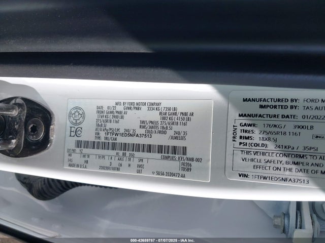 Ford hev 2022 1FTFW1ED5NFA37513 Image 9