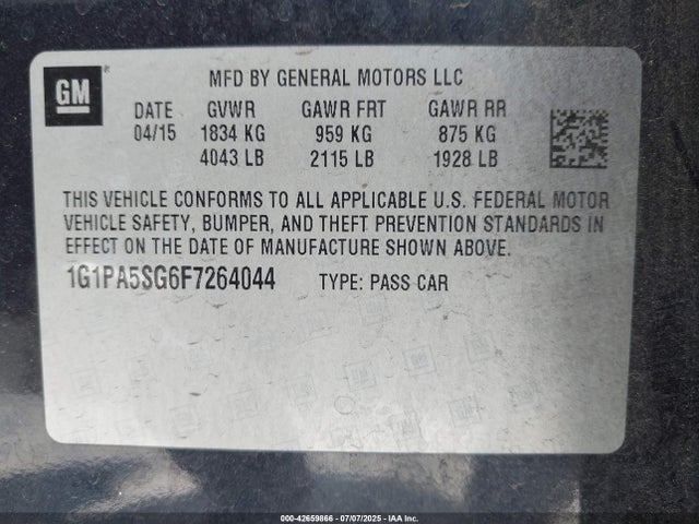 1G1PA5SG6F7264044 Chevrolet lwe