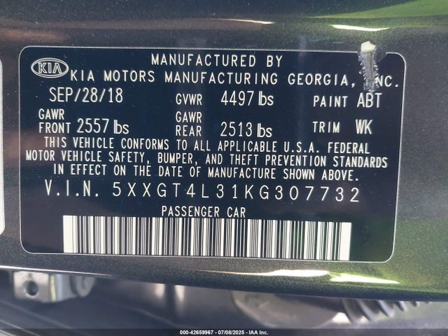 KIA gdi 2019 5XXGT4L31KG307732 Image 9
