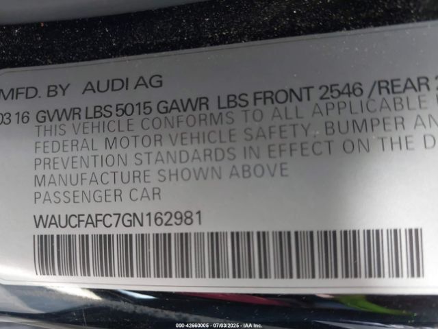 2016 AUDI A6 WAUCFAFC7GN162981 Photo 8