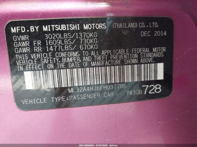 2015 MITSUBISHI MIRAGE ML32A4HJ6FH037786 Photo 8