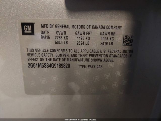 2016 CADILLAC XTS 2G61M5S34G9189820 Photo 8