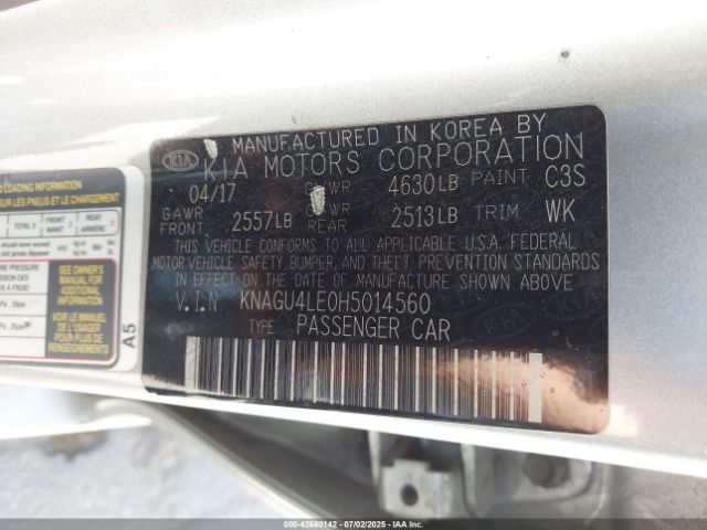 2017 KIA OPTIMA HYBRID KNAGU4LE0H5014560 Photo 8