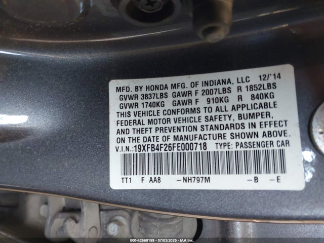 Honda lea2 2015 19XFB4F26FE000718 Image 9