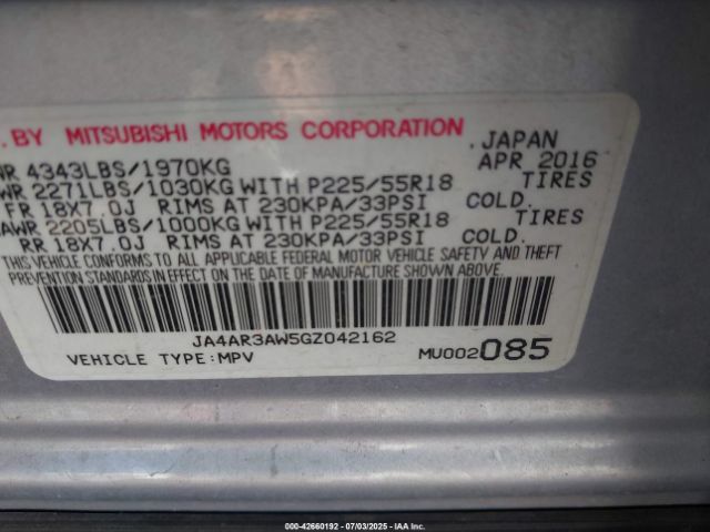 2016 MITSUBISHI OUTLANDER SPORT JA4AR3AW5GZ042162 Photo 8