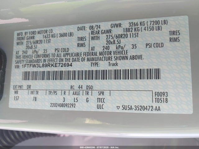 1FTFW3L89RKE72694 Ford gtdi