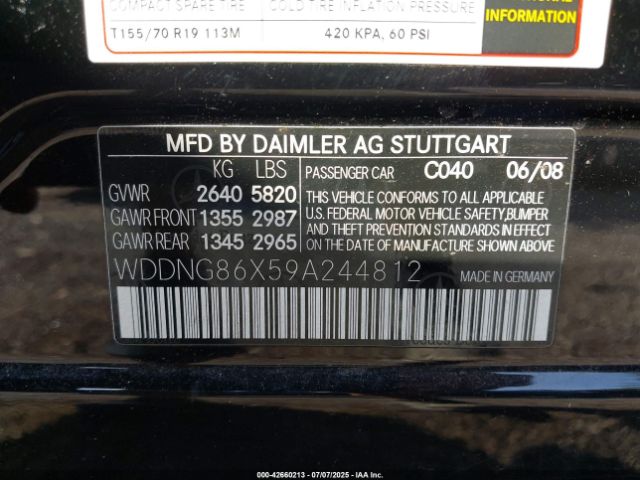 2009 MERCEDES-BENZ S 550 WDDNG86X59A244812 Photo 8