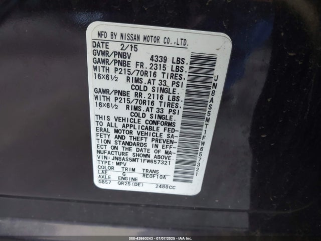 JN8AS5MT1FW657321 Nissan 2015