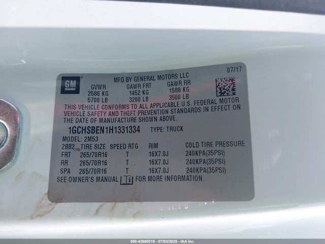 1GCHSBEN1H1331334 Chevrolet lg2 - di: direct injection, vvt: variable valve timing, alum, var2, gen2