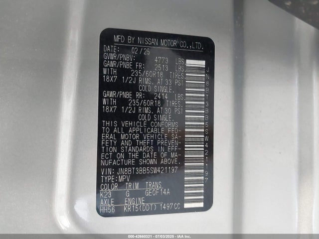 JN8BT3BB5SW421197 Nissan 2025