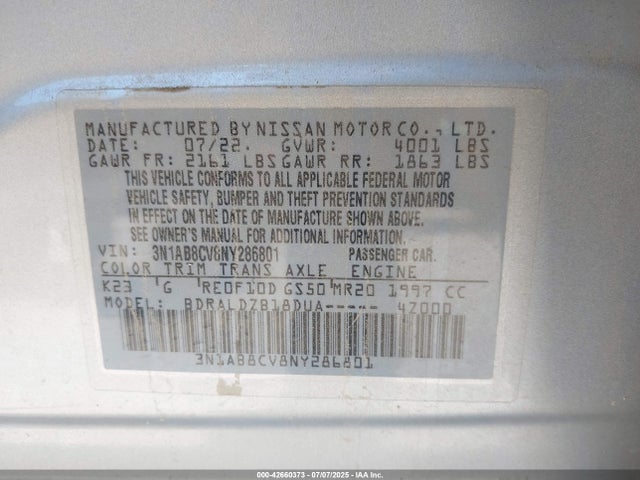 3N1AB8CV8NY286801 Nissan 2022