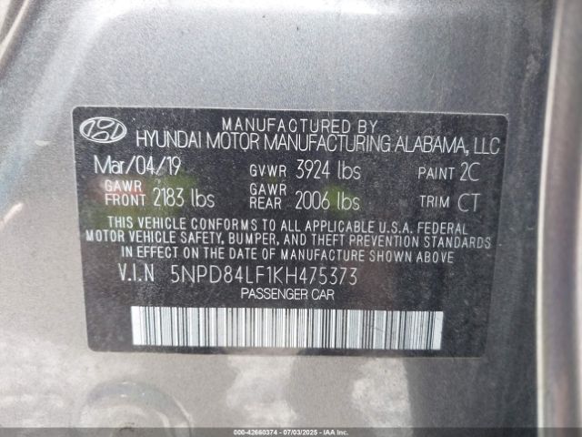 2019 HYUNDAI ELANTRA 5NPD84LF1KH475373 Photo 8