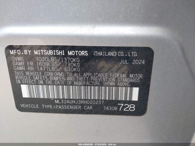 2024 MITSUBISHI MIRAGE ML32AUHJ3RH020237 Photo 8