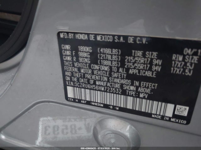 3CZRU6H56HM723532 Honda r18z9