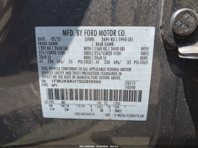 2025 FORD EXPLORER 1FMUK8KH7SGB59066 Photo 8