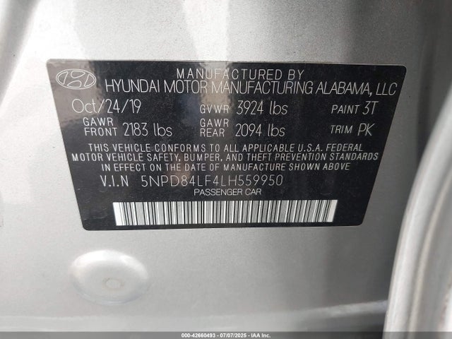 5NPD84LF4LH559950 Hyundai Elantra