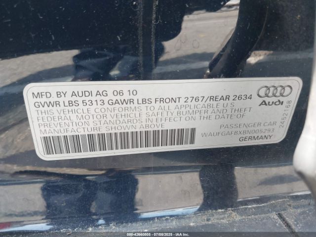 2011 AUDI A6 WAUFGAFBXBN005293 Photo 8