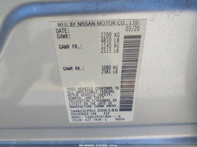 1N4BZ1CP9LC306586 Nissan 2020