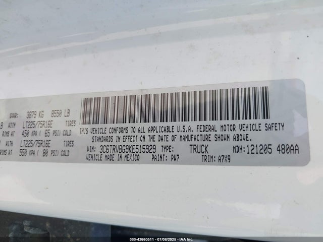 RAM Promaster 1500 2019 3C6TRVBG9KE515929 Image 9