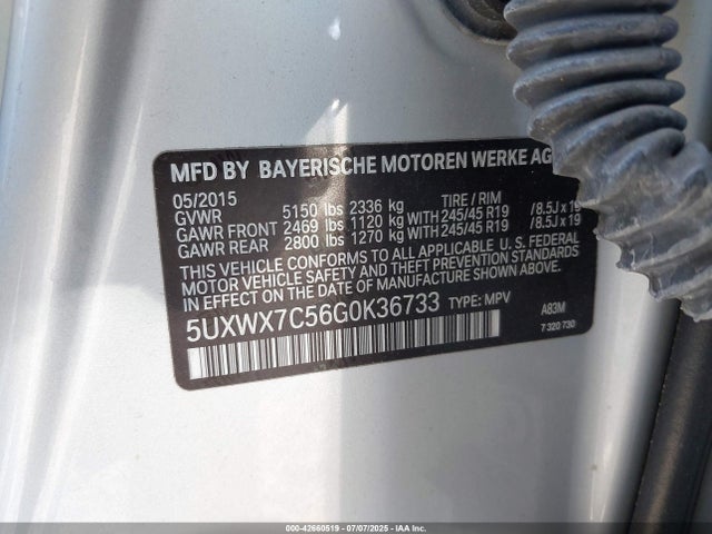 5UXWX7C56G0K36733 BMW X3