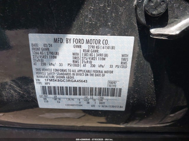 1FM5K8GC3RGA45643 Ford gtdi