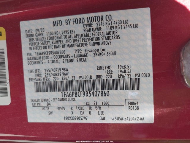 Ford tivct 2024 1FA6P8CF9R5407860 Image 9