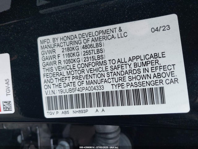 19UUB5F40PA004333 Acura k20c6