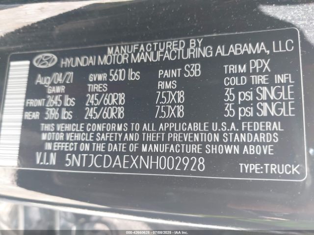 2022 HYUNDAI SANTA CRUZ 5NTJCDAEXNH002928 Photo 8