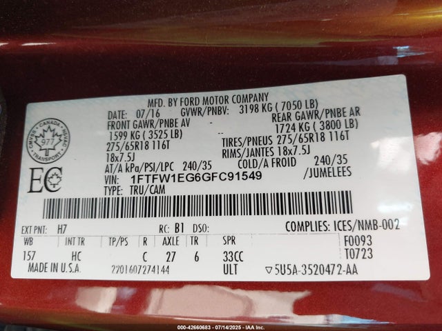 Ford 2016 2016 1FTFW1EG6GFC91549 Image 9