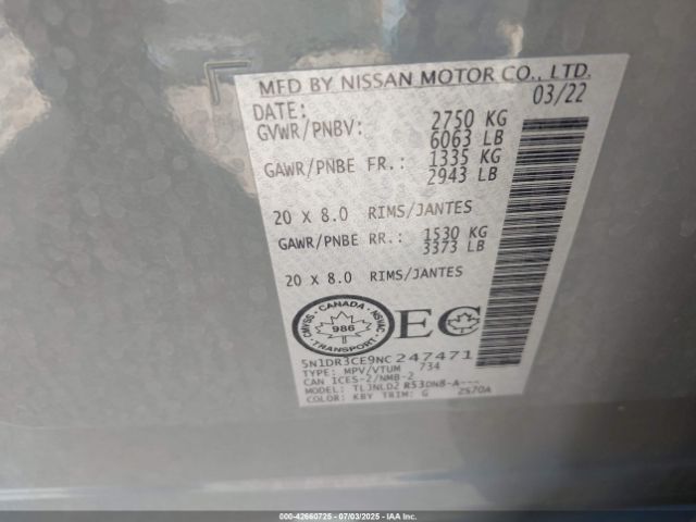 2022 NISSAN PATHFINDER 5N1DR3CE9NC247471 Photo 8