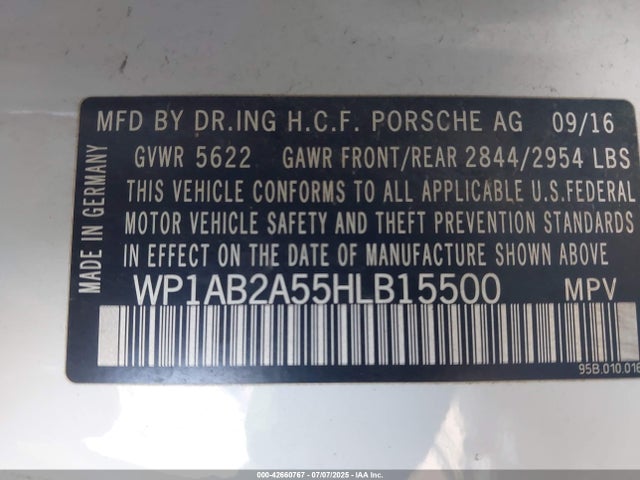 Porsche Macan 2017 WP1AB2A55HLB15500 Image 9