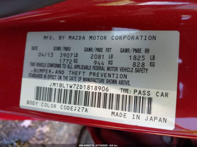 2013 MAZDA MAZDA3 JM1BL1W72D1818906 Photo 8