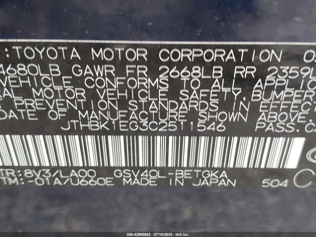 2012 LEXUS ES 350 JTHBK1EG3C2511546 Photo 8