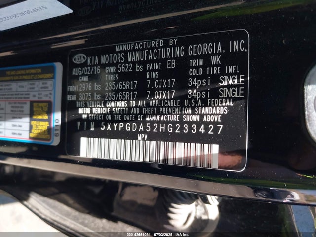 5XYPGDA52HG233427 KIA 2017