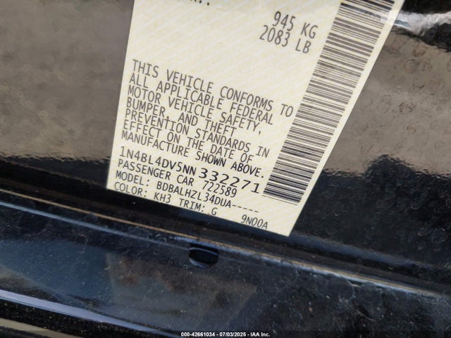 1N4BL4DV5NN332271 Nissan 2022