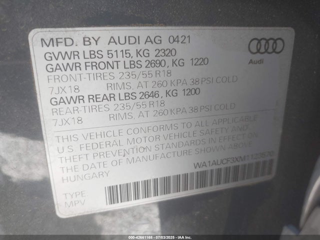 2021 AUDI Q3 WA1AUCF3XM1123570 Photo 8