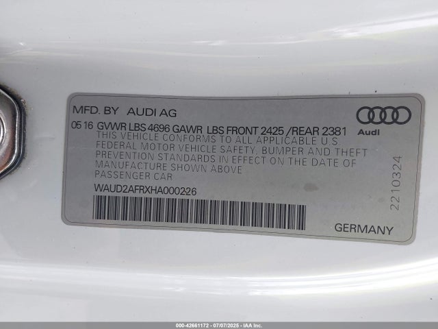 2017 AUDI A5 WAUD2AFRXHA000226 Photo 8
