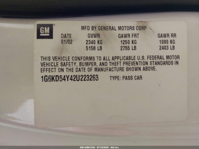 2002 CADILLAC DEVILLE 1G6KD54Y42U223263 Photo 8