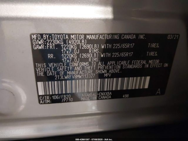2021 TOYOTA RAV4 HYBRID 2T3LWRFV8MW113327 Photo 8