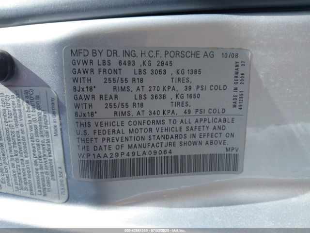 2009 PORSCHE CAYENNE WP1AA29P49LA09064 Photo 8