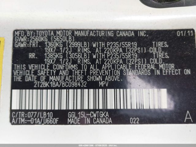 2011 LEXUS RX 350 2T2BK1BA7BC098432 Photo 8
