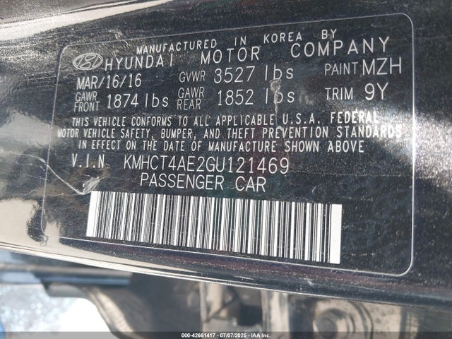 Hyundai dohc gdi gamma 2016 KMHCT4AE2GU121469 Image 9