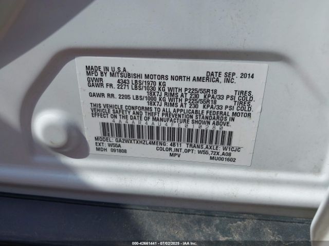 2015 MITSUBISHI OUTLANDER SPORT 4A4AR4AU4FE010280 Photo 8
