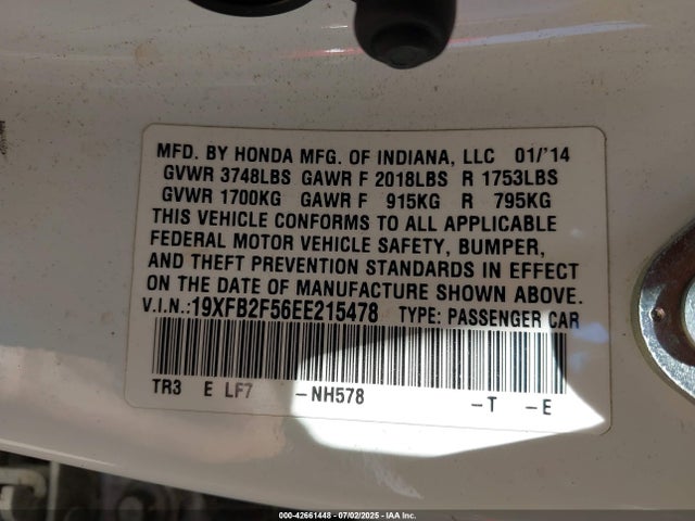 19XFB2F56EE215478 Honda r18z1