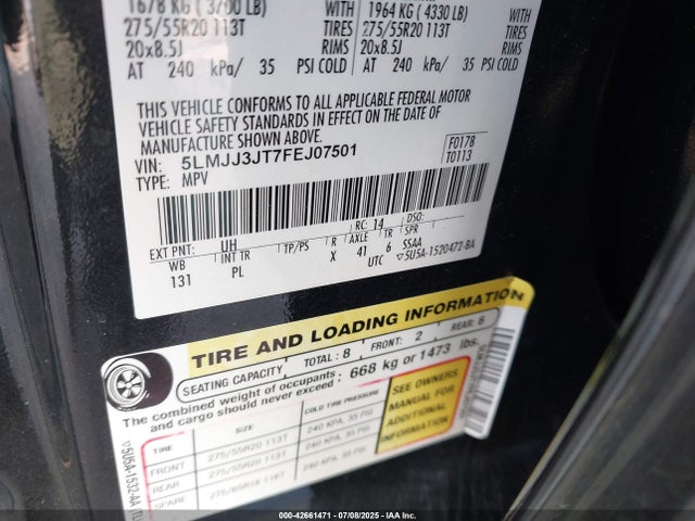 2015 LINCOLN NAVIGATOR L 5LMJJ3JT7FEJ07501 Photo 8