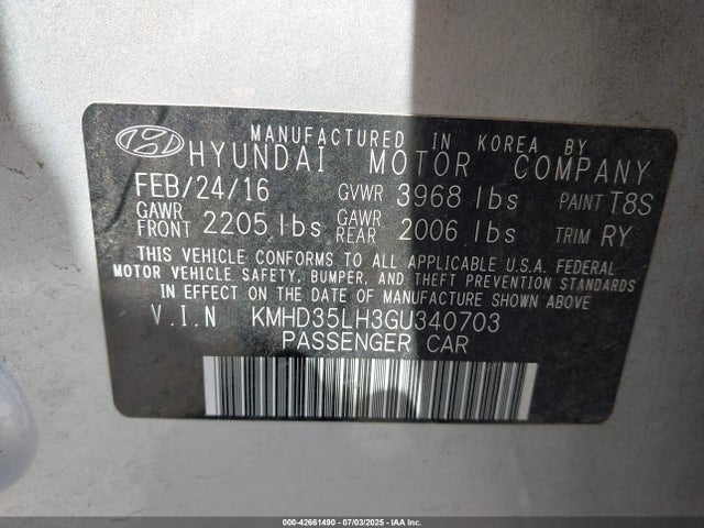 KMHD35LH3GU340703 Hyundai dohc gdi nu
