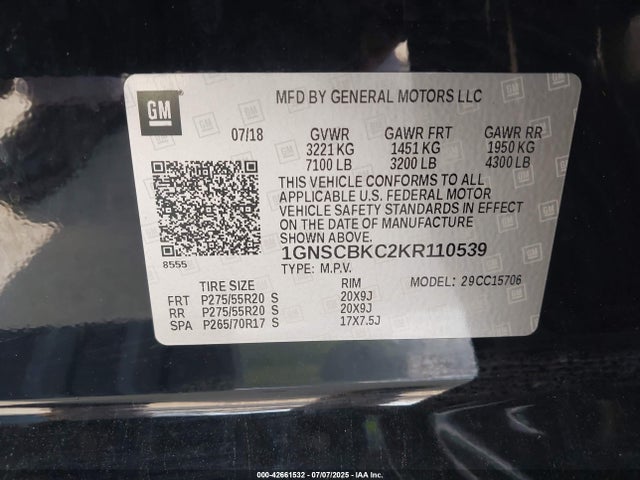 Chevrolet l83 - spark ignited direct injection, variable valve timing, afm, e85 max, alum 2019 1GNSCBKC2KR110539 Image 9