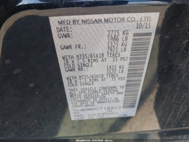 5N1AR2MMXFC718922 Nissan 2015