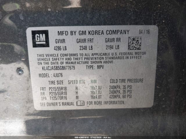 2016 BUICK ENCORE KL4CJASB5GB677679 Photo 8
