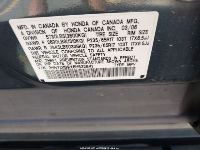 2006 ACURA MDX 2HNYD189X6H532841 Photo 8